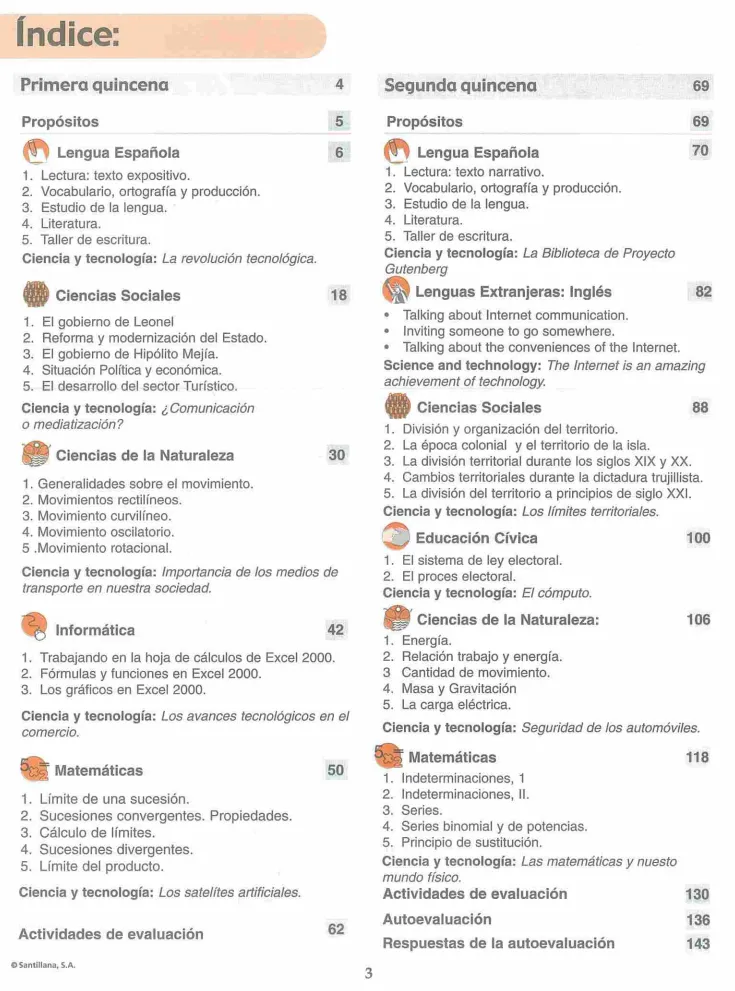 Índice del Módulo 5 Prepara de 4to de Bachillerato