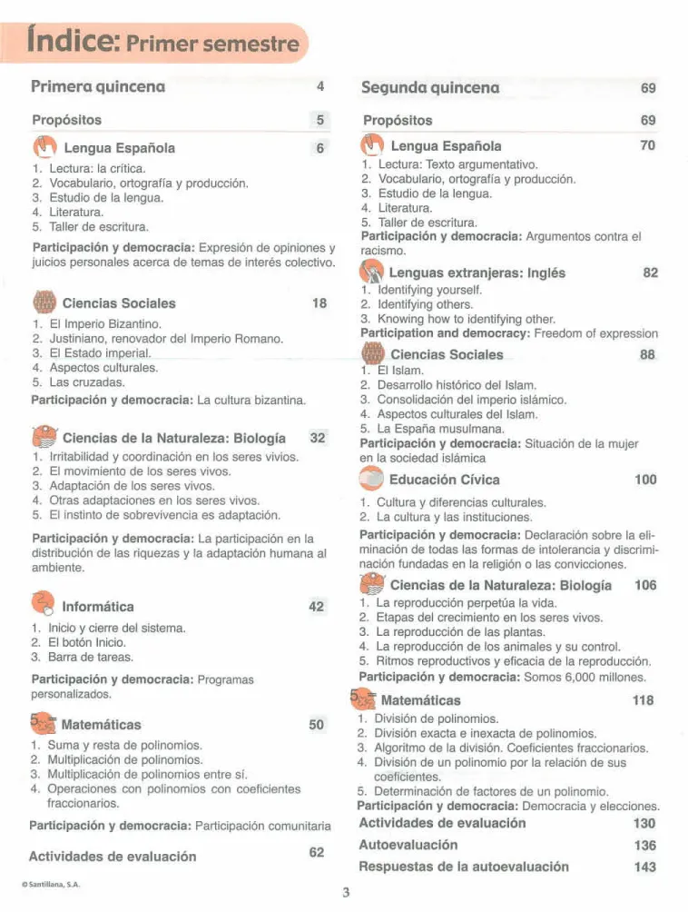 Índice del Módulo 3 Prepara de 1ro de Bachillerato
