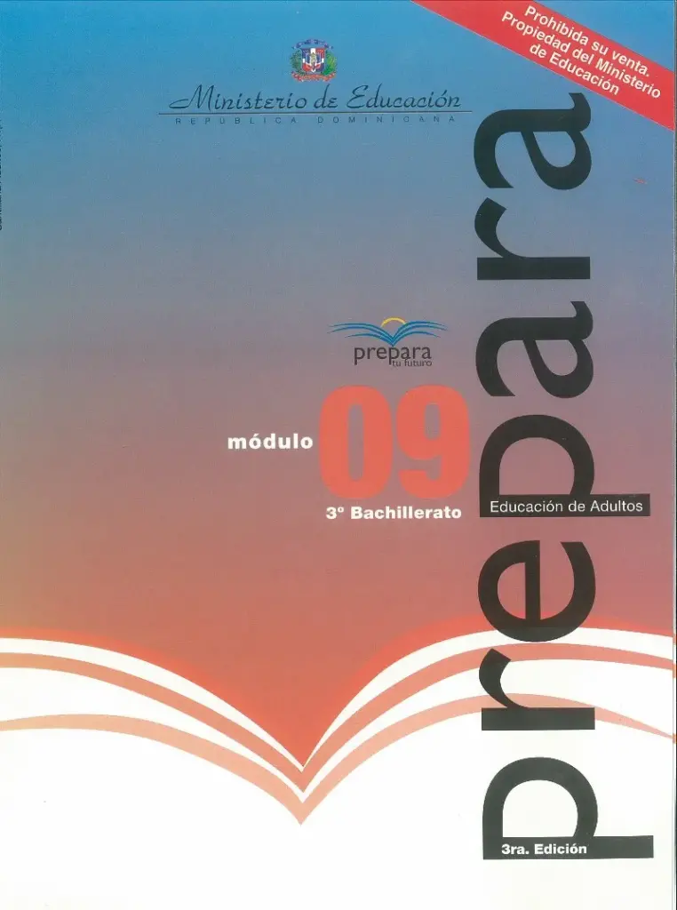 Módulo 9 - 3° Bachillerato (Prepara) PDF 2 Portada del Módulo 9 de 3ro de Bachillerato del programa Prepara del MINERD